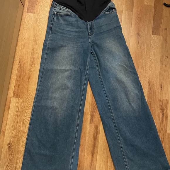 Pinkblush Blue Wide Leg Maternity Jeans - Picture 4 of 7